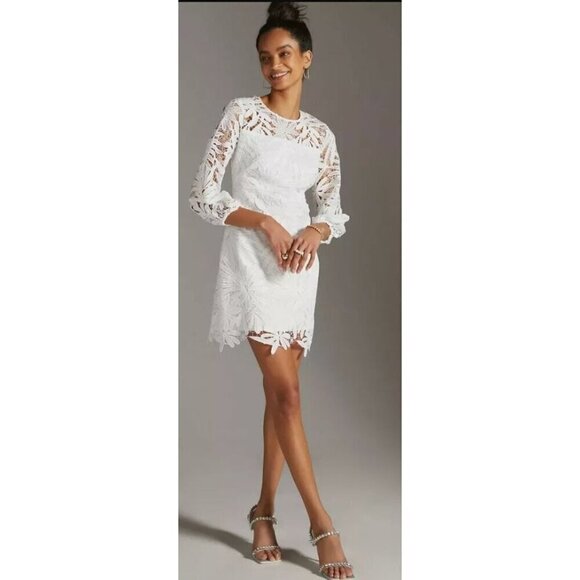 Shoshanna Dresses & Skirts - Shoshanna Mini Dress 2 Holland White Gaipure Lace Cottage Fairy Wedding